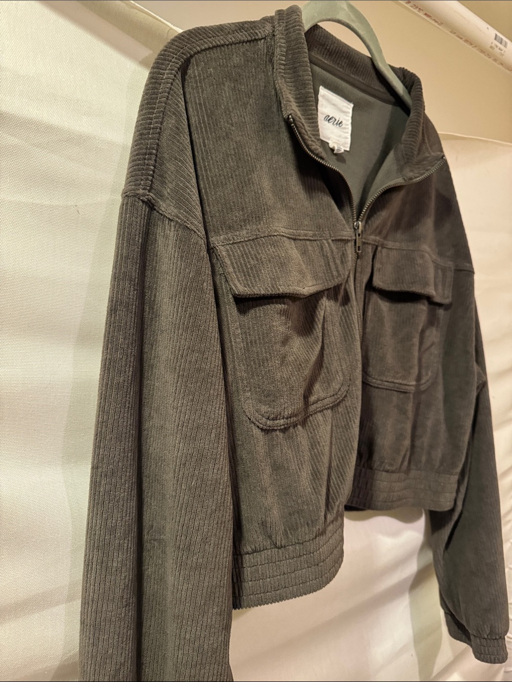 aerie Corduroy Zip Jacket in Olive - Picture 5 of 6